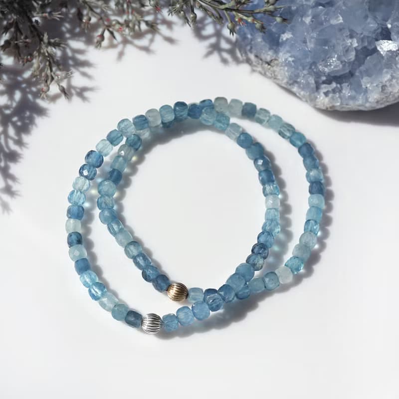 アクアマリンの一連ブレスレット　Melville