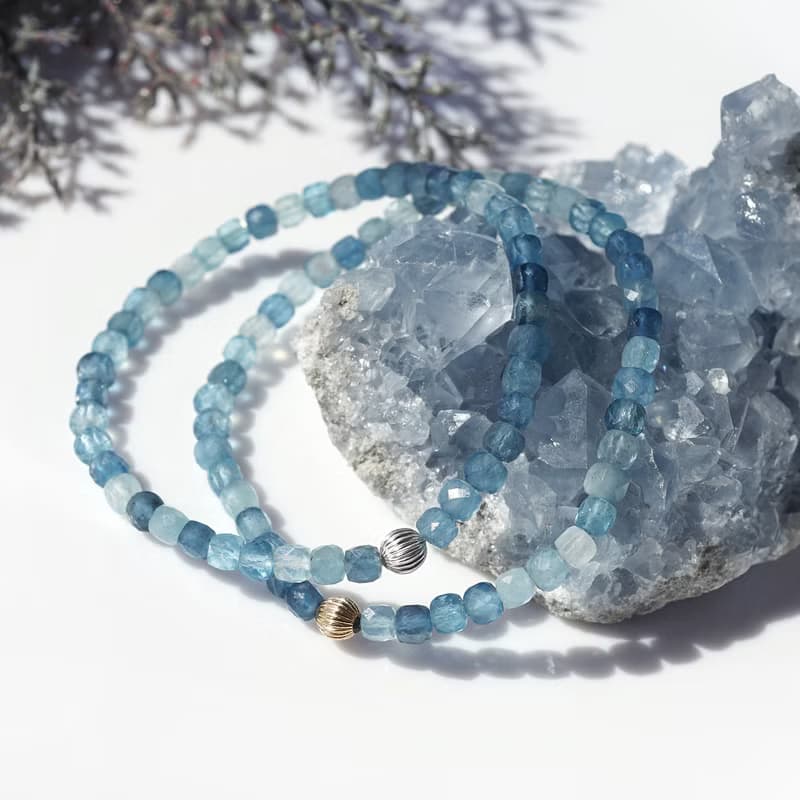 アクアマリンの一連ブレスレット　Melville