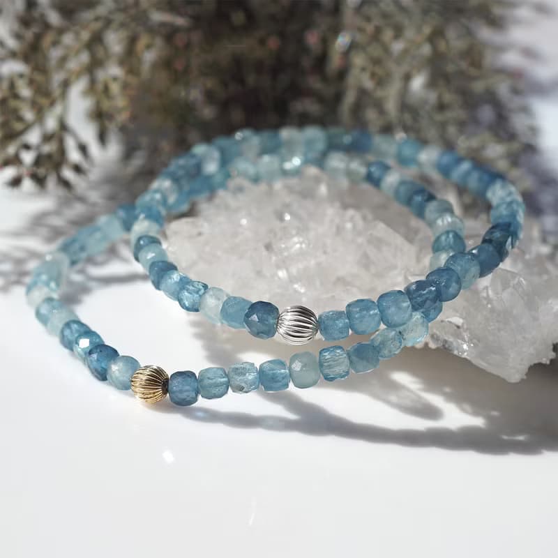 アクアマリンの一連ブレスレット　Melville