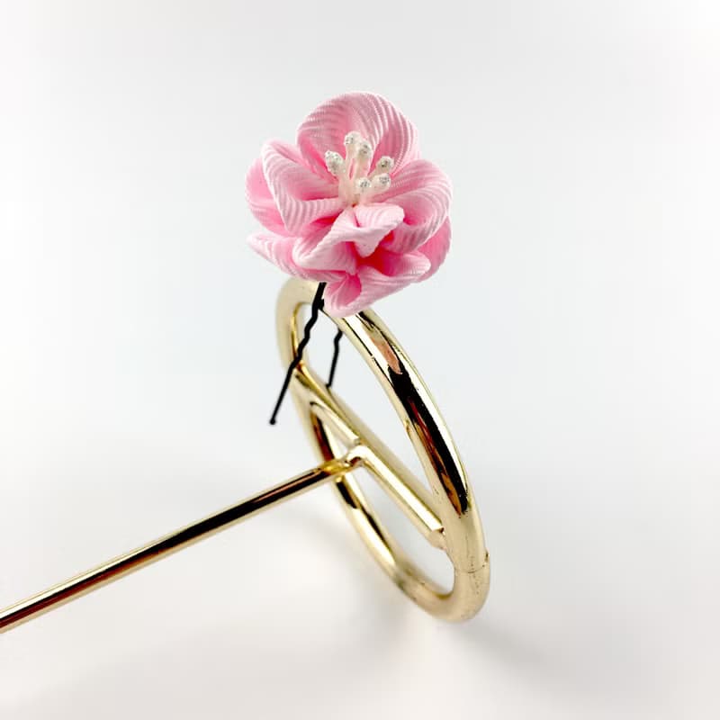 Kaika Ato / 山茶茶-小櫻花粉 / 日式和風布花 / つまみ細工 花簪