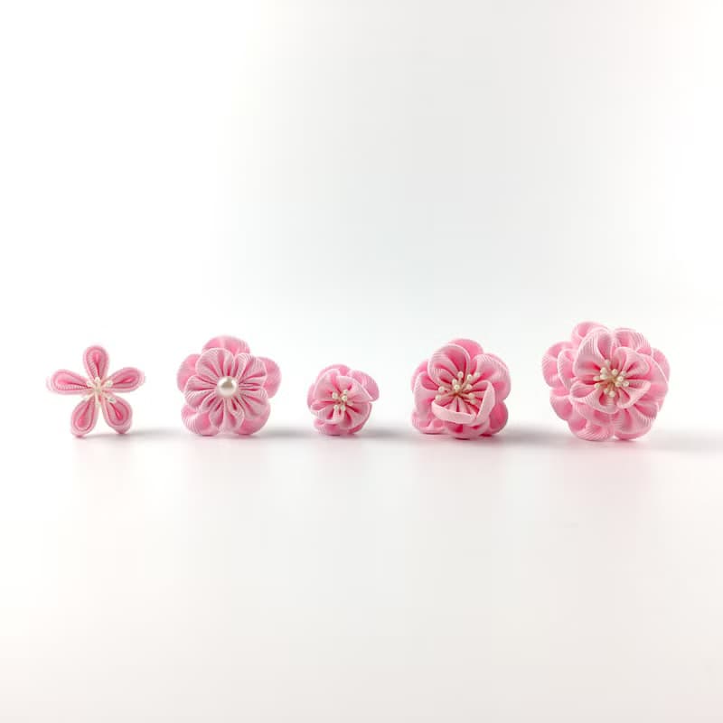Kaika Ato / 山茶茶-小櫻花粉 / 日式和風布花 / つまみ細工 花簪