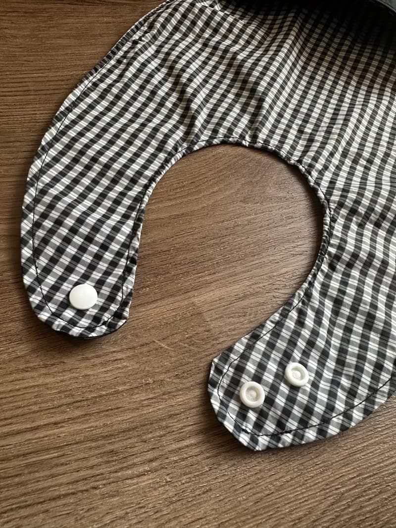 經典黑白格 幼兒 兒童 中性 成長型 快乾 防水 露營 餐食 圍兜