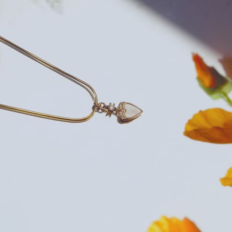 Hi Onion原創秋日心上人 18K鍍金愛心項鏈鎖骨鏈超閃精緻頸鏈百搭