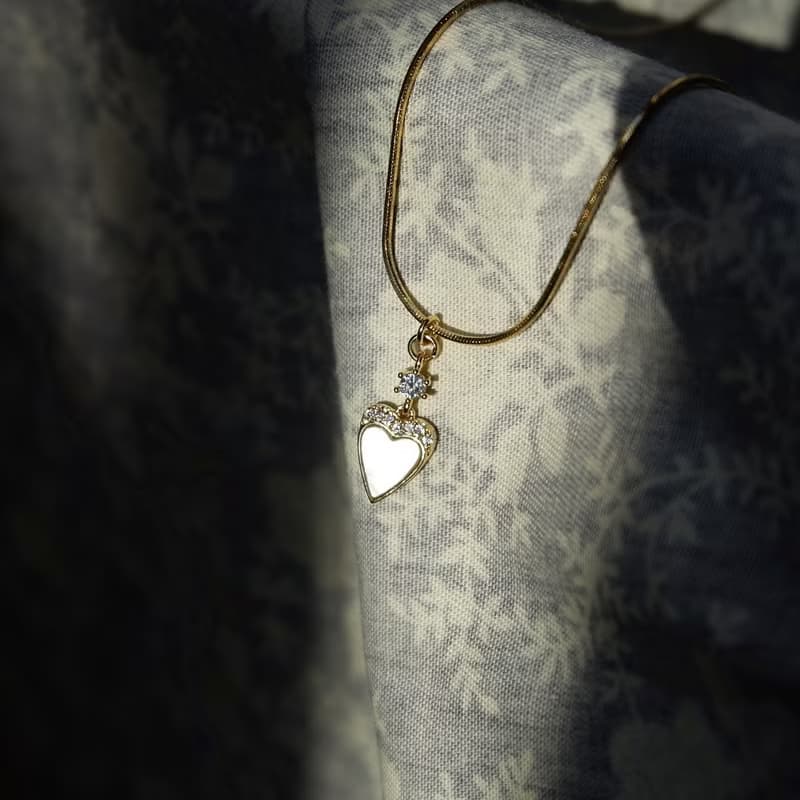 Hi Onion原創秋日心上人 18K鍍金愛心項鏈鎖骨鏈超閃精緻頸鏈百搭