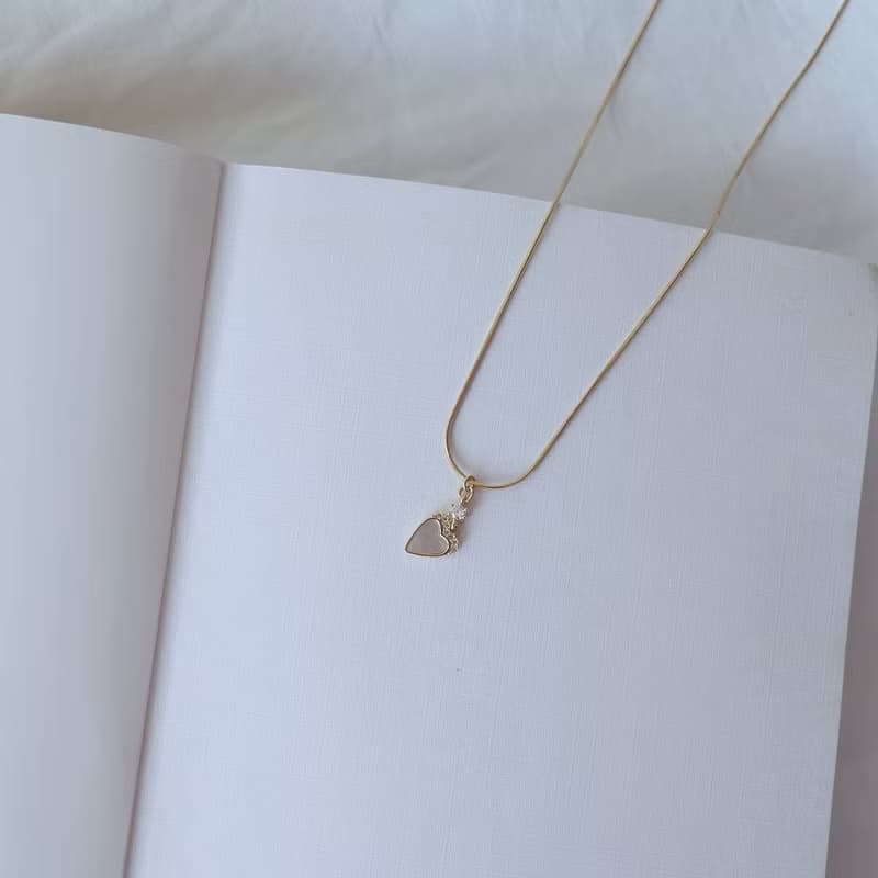 Hi Onion原創秋日心上人 18K鍍金愛心項鏈鎖骨鏈超閃精緻頸鏈百搭