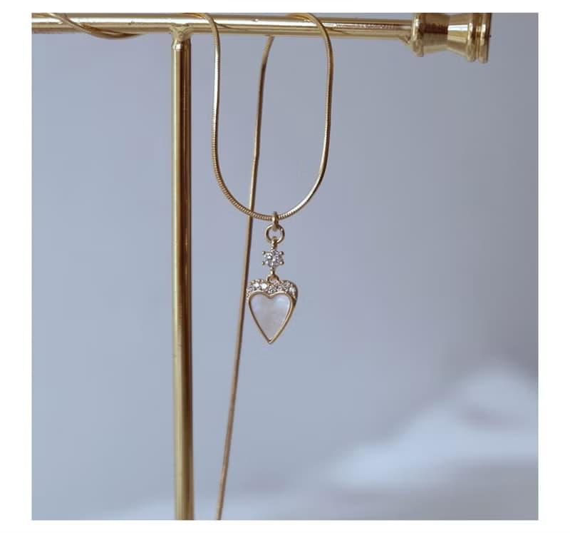 Hi Onion原創秋日心上人 18K鍍金愛心項鏈鎖骨鏈超閃精緻頸鏈百搭