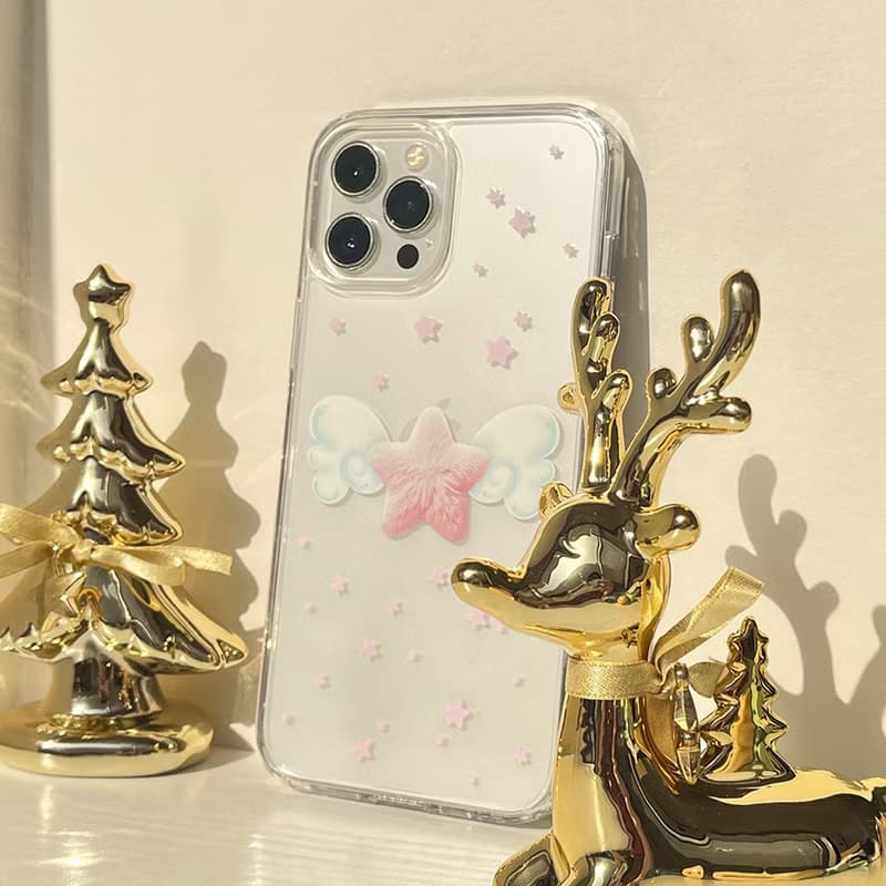 【Winter Package】 Angel's Star: Pink Transparent Phone Case(MagSafe optional)