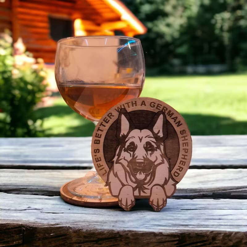 German Shepherd Wooden Coaster Set – Iconic Designs Wooden Drink Coasters
