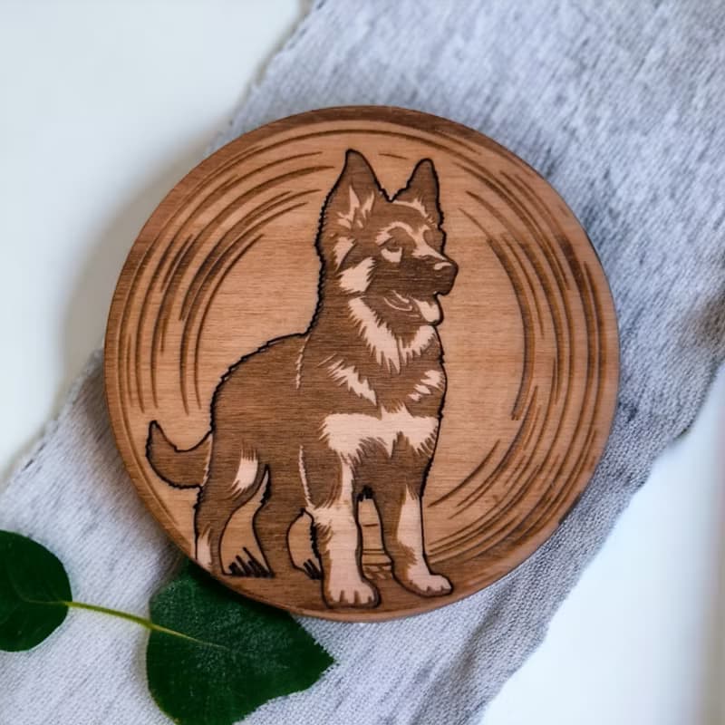 German Shepherd Wooden Coaster Set – Iconic Designs Wooden Drink Coasters