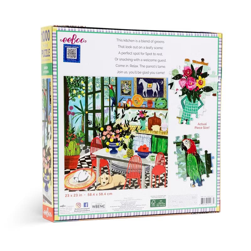 eeBoo 1000片拼圖- 綠色系廚房Green Kitchen 1000 Piece Puzzle