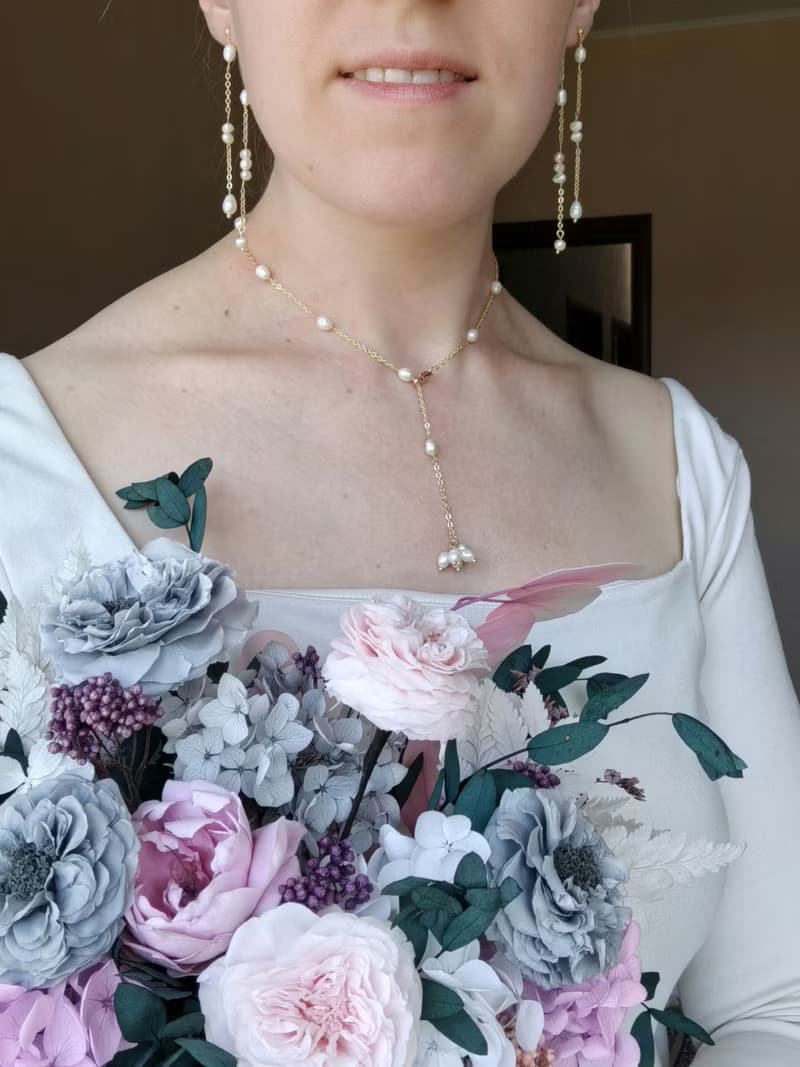 Pearl Y Lariat Necklace in14K Gold Filled. Pearl Drop Lariat.