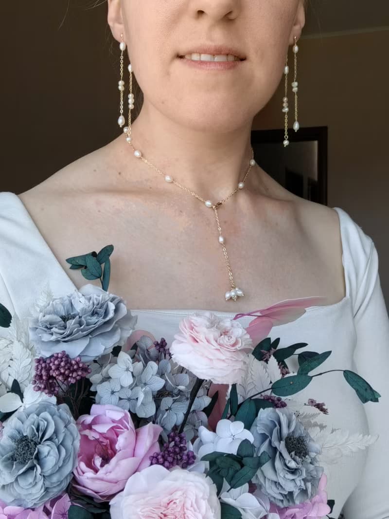 Pearl Y Lariat Necklace in14K Gold Filled. Pearl Drop Lariat.