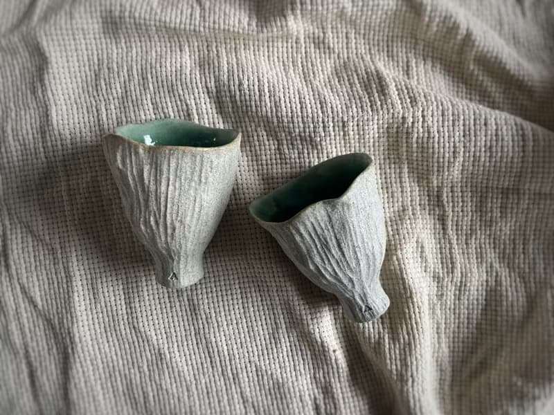 宴會盛放茶酒花杯・品茶杯・小酒杯・對杯  / 淺霧灰 /