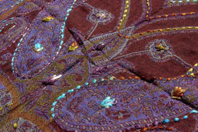 喀什米爾Cashmere/水煮羊毛披肩/針織圍巾/刺繡圍巾/羊絨披巾-花