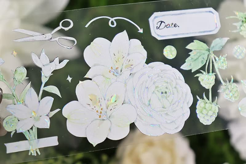 OKMT新七天原創流麻咕卡貼紙PET手帳手賬膠帶貝殼光工藝 戀語花束