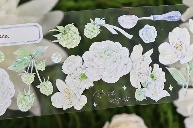 OKMT新七天原創流麻咕卡貼紙PET手帳手賬膠帶貝殼光工藝 戀語花束