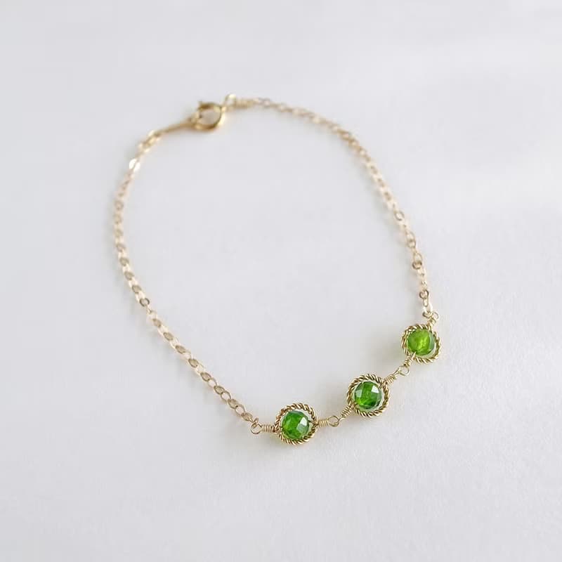 14KGF 鉻透輝石/磷灰石 天然石手鍊 腳鍊 可自選寶石搭配