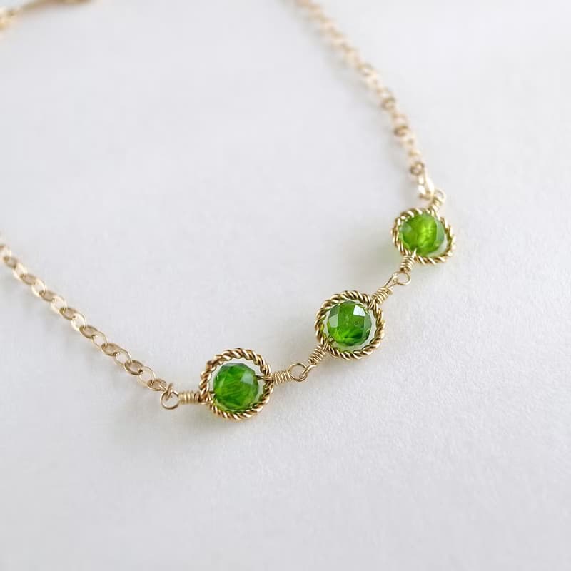 14KGF 鉻透輝石/磷灰石 天然石手鍊 腳鍊 可自選寶石搭配