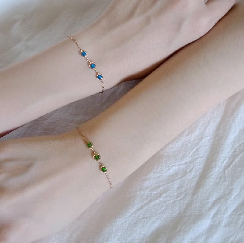 14KGF 鉻透輝石/磷灰石 天然石手鍊 腳鍊 可自選寶石搭配