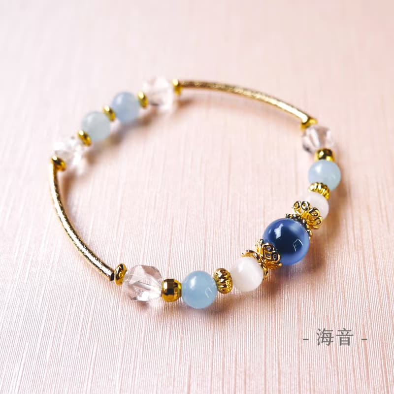 情人節推薦-心之鎖鑰-海音- I藍瑪瑙I 海水藍寶I 白貓眼 I 白水晶