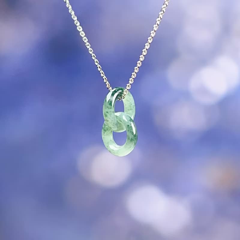 【永恆同心】冰飄綠花翡翠同心圓項鍊 | 天然緬甸翡翠A貨 | 送禮