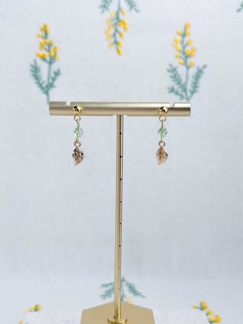 小金葉-淺綠-小耳環