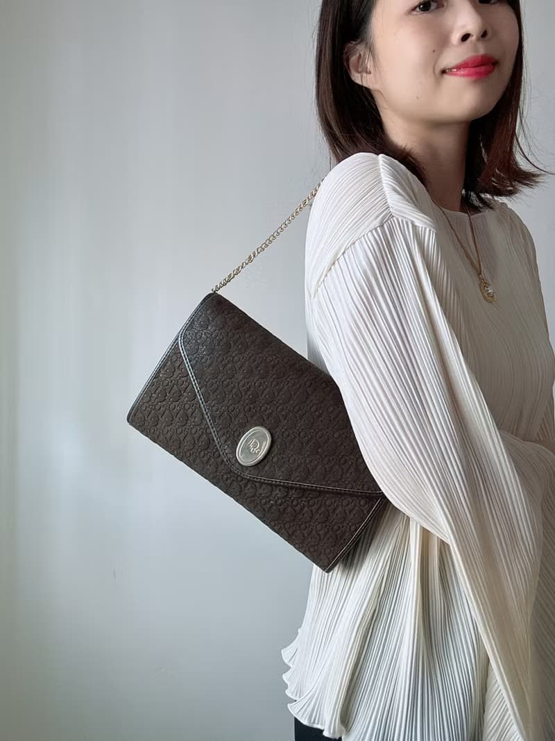 中古正品 迪奧 絨布印花 Christian Dior Monogram 兩用手袋