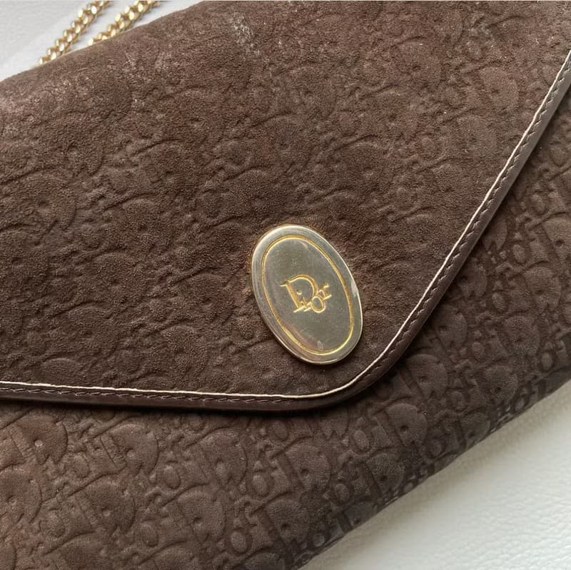 中古正品 迪奧 絨布印花 Christian Dior Monogram 兩用手袋