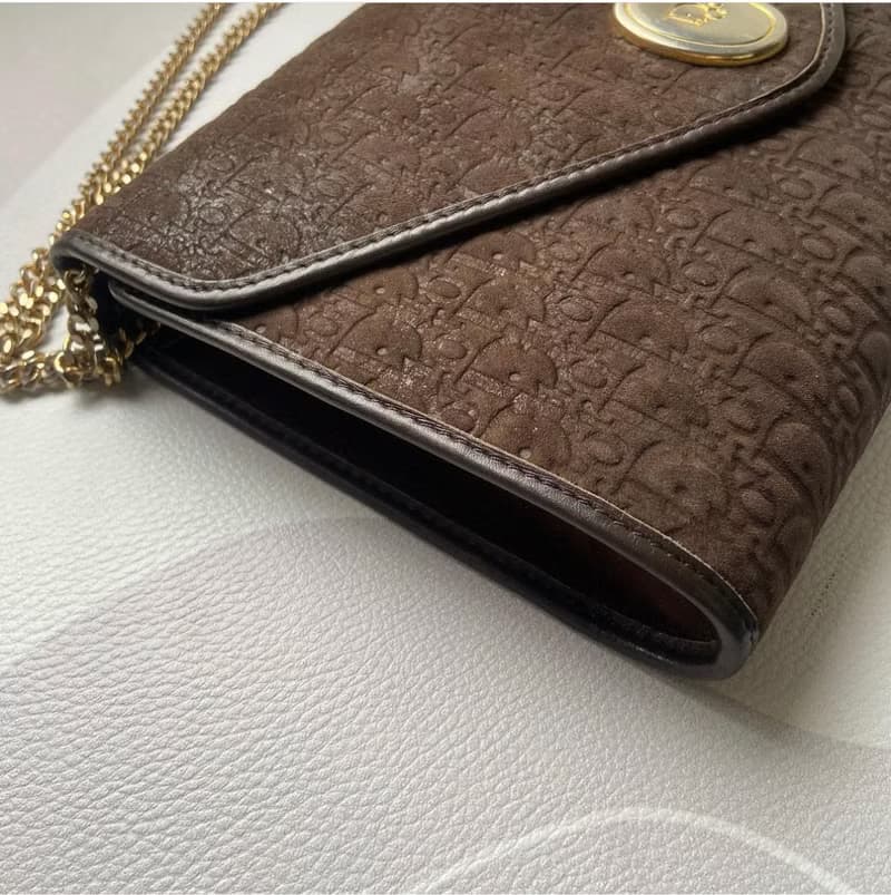 中古正品 迪奧 絨布印花 Christian Dior Monogram 兩用手袋