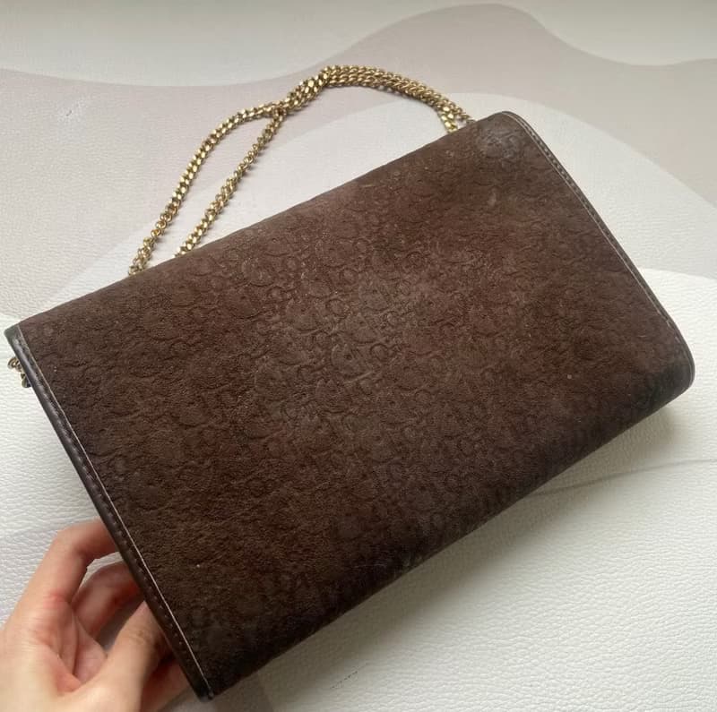 中古正品 迪奧 絨布印花 Christian Dior Monogram 兩用手袋