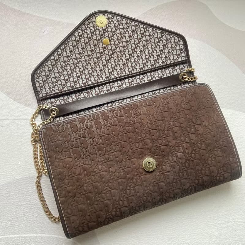中古正品 迪奧 絨布印花 Christian Dior Monogram 兩用手袋