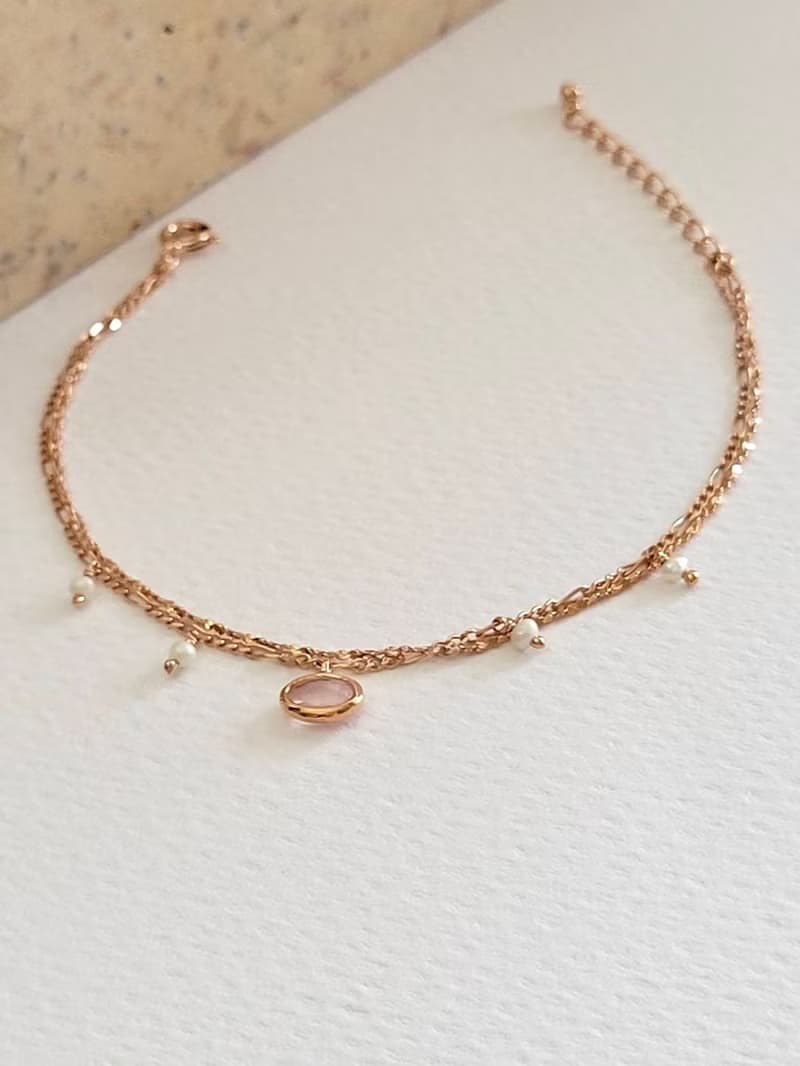 粉水晶手鍊/玫瑰金/珍珠/粉晶/輕珠寶