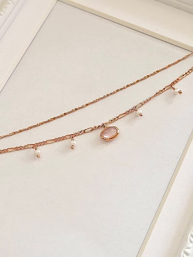 粉水晶手鍊/玫瑰金/珍珠/粉晶/輕珠寶