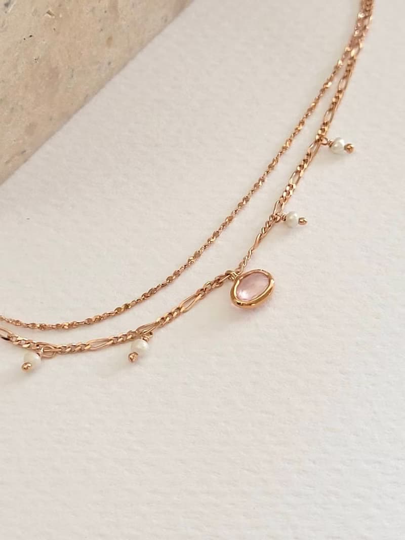 粉水晶手鍊/玫瑰金/珍珠/粉晶/輕珠寶
