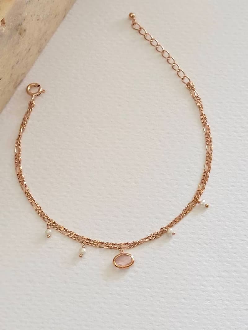 粉水晶手鍊/玫瑰金/珍珠/粉晶/輕珠寶