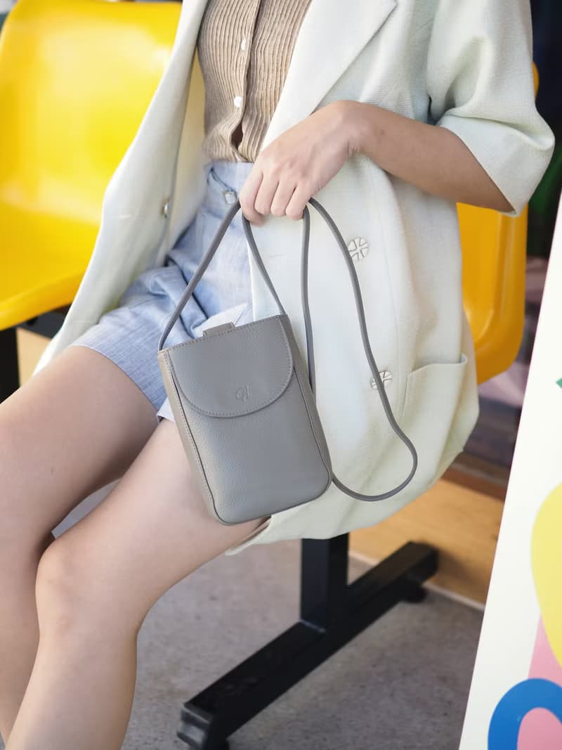 Toast (Taupe) : Leather bag, Cross-body bag, Phone Bag, Mini Bag, grey