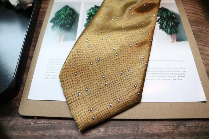 薑黃色小水滴真絲領帶桑蠶絲紳士正裝necktie