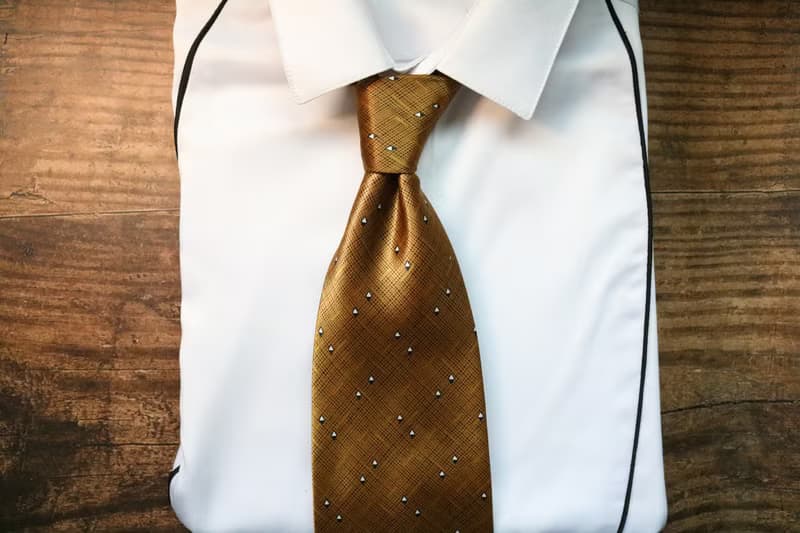 薑黃色小水滴真絲領帶桑蠶絲紳士正裝necktie