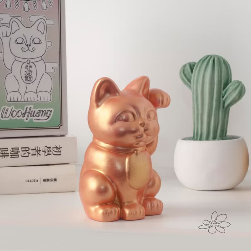| woohuang | 水泥材質 | 玫瑰金 三吋招財貓