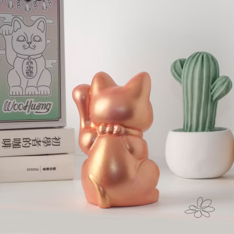 | woohuang | 水泥材質 | 玫瑰金 三吋招財貓