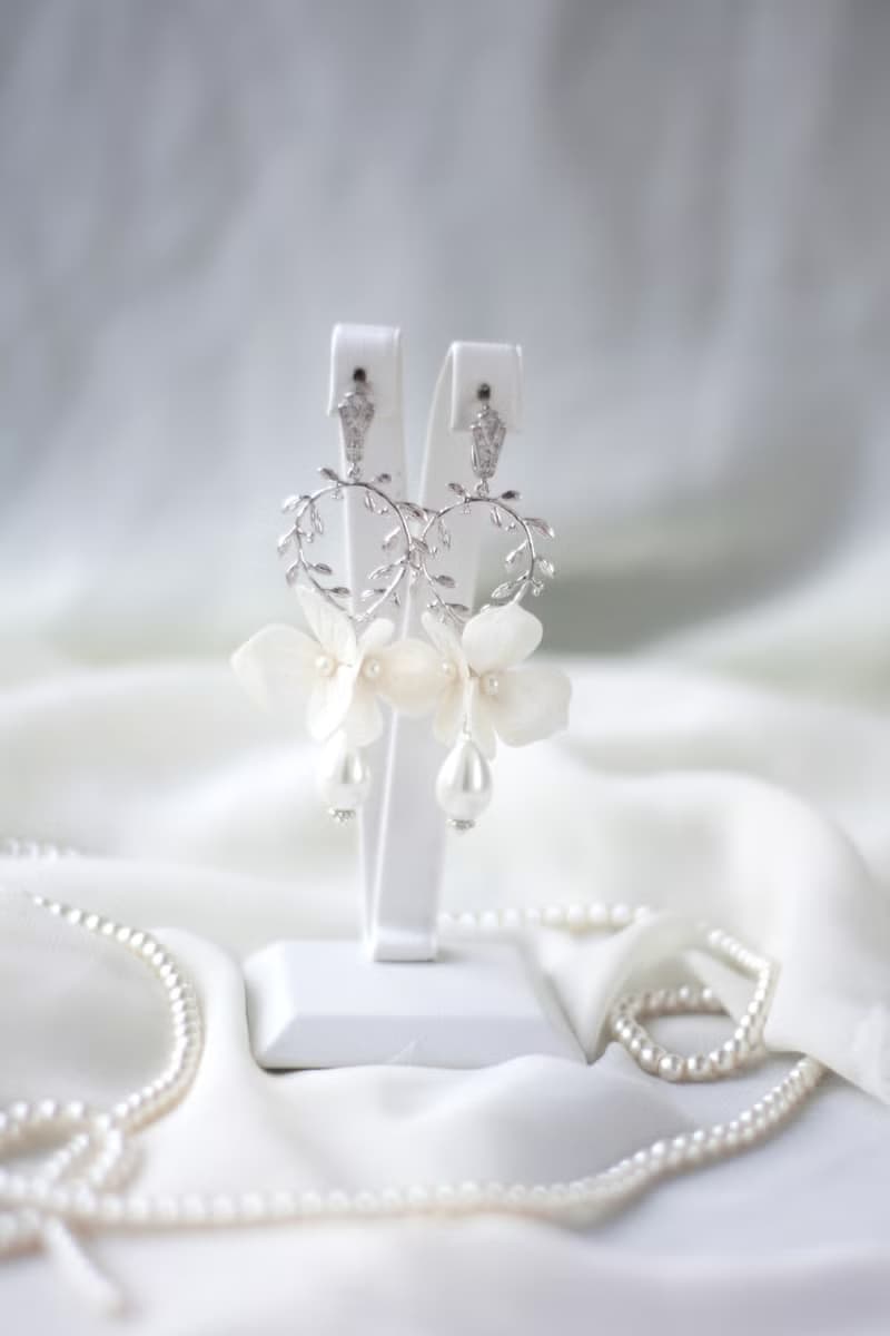 Pearl Flower Bridal Earring Hydrangea Clip-on Sterling Silver