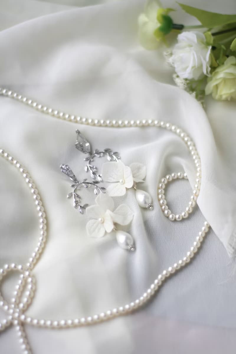 Pearl Flower Bridal Earring Hydrangea Clip-on Sterling Silver