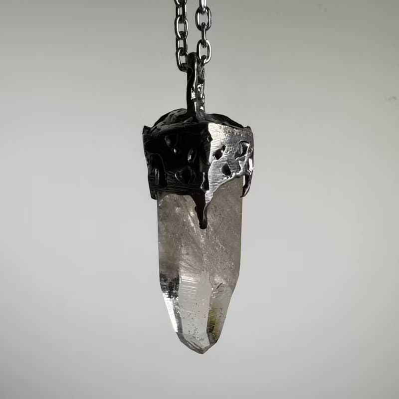 喜馬拉雅水晶/純銀粗獷個性手工項鏈