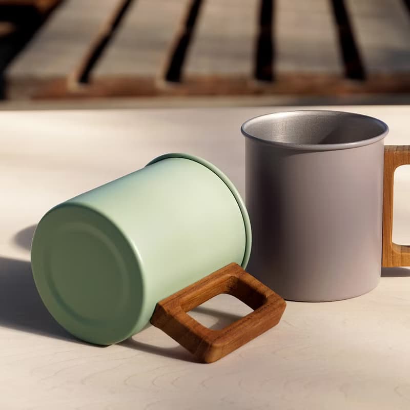 padou Wood and Stainless Mug M-size 300ml Outdoor Camping Cafe Big Gift Japan