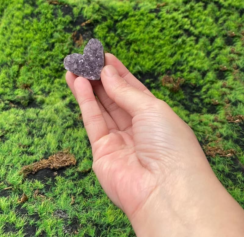 天然原礦可愛小滿天星紫晶愛心 療癒 招財開運 增智慧 入厝禮物