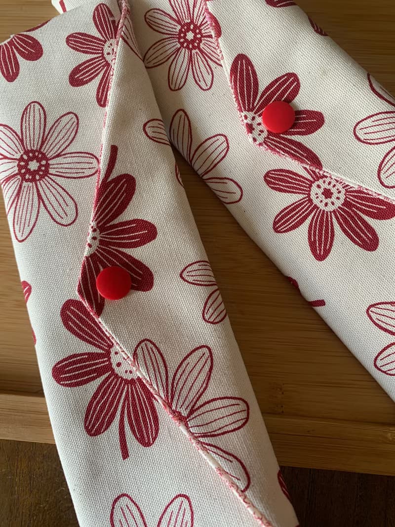 文青風環保純棉筷袋~繁花似錦 大氣紅 日本 潮物 收納 手作餐具袋