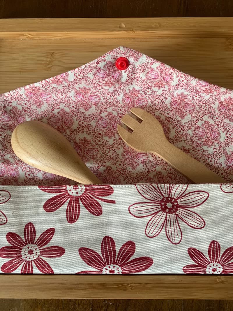文青風環保純棉筷袋~繁花似錦 大氣紅 日本 潮物 收納 手作餐具袋