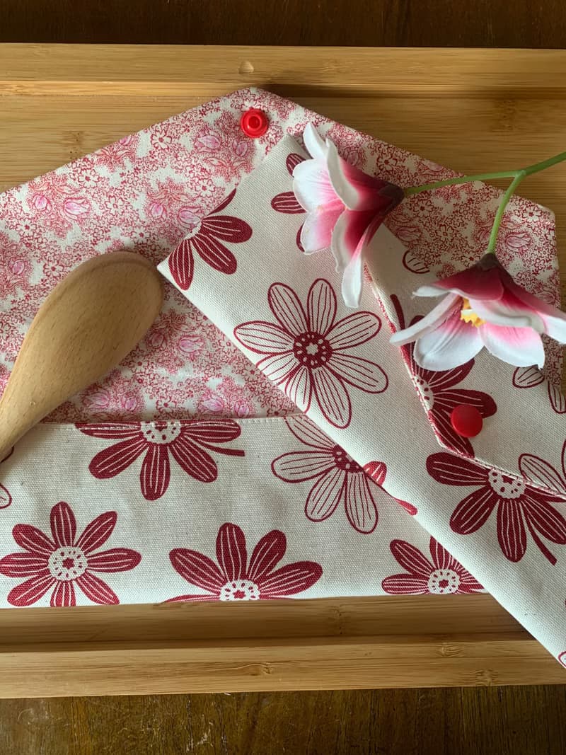 文青風環保純棉筷袋~繁花似錦 大氣紅 日本 潮物 收納 手作餐具袋