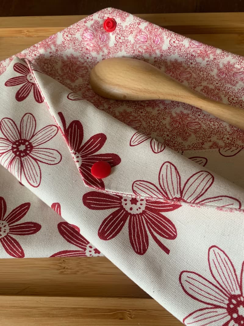 文青風環保純棉筷袋~繁花似錦 大氣紅 日本 潮物 收納 手作餐具袋