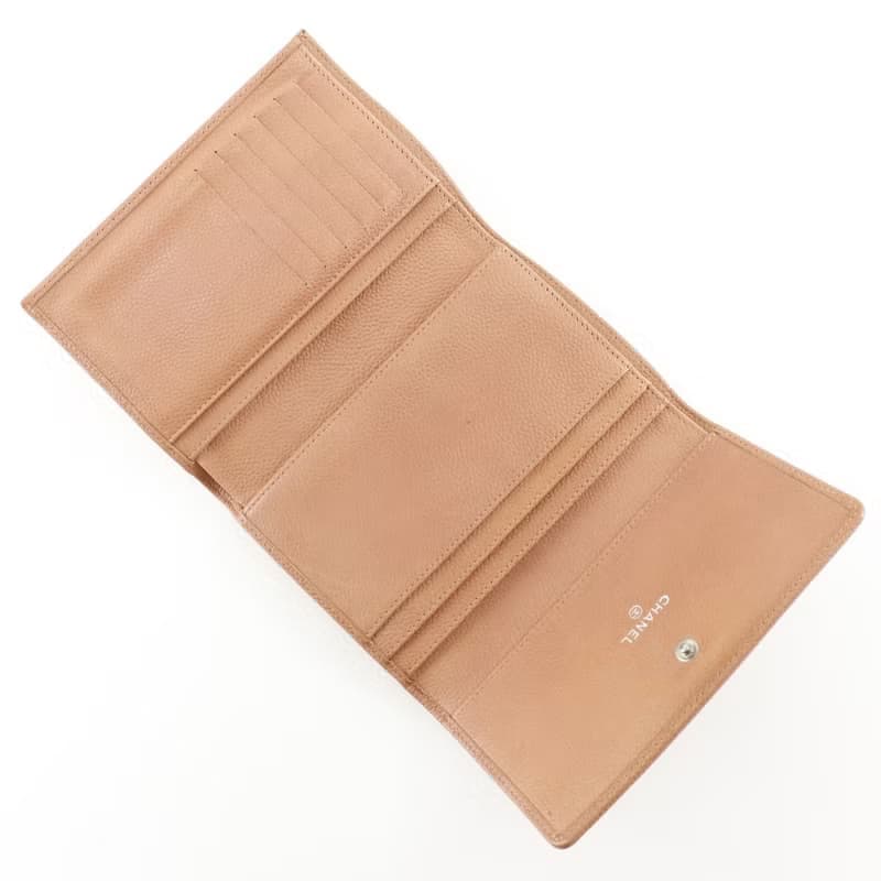 【日本直送】シャネル CHANEL ココマーク 三つ折り財布 キャビアスキン ピンク レディース【中古】